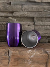 Metallic Purple  Double Walled Stainless Drink Goblet With Clear Lid