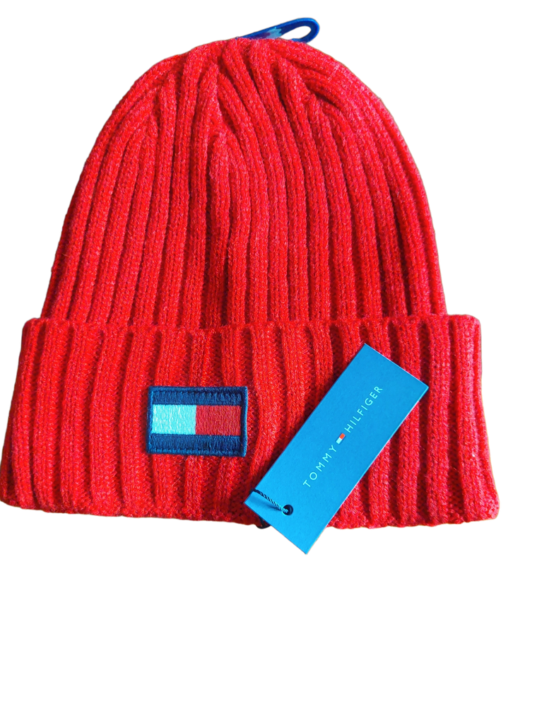 Tommy Hilfiger Men's Flag Patch Rib Watch Beanie Hat - Apple Red