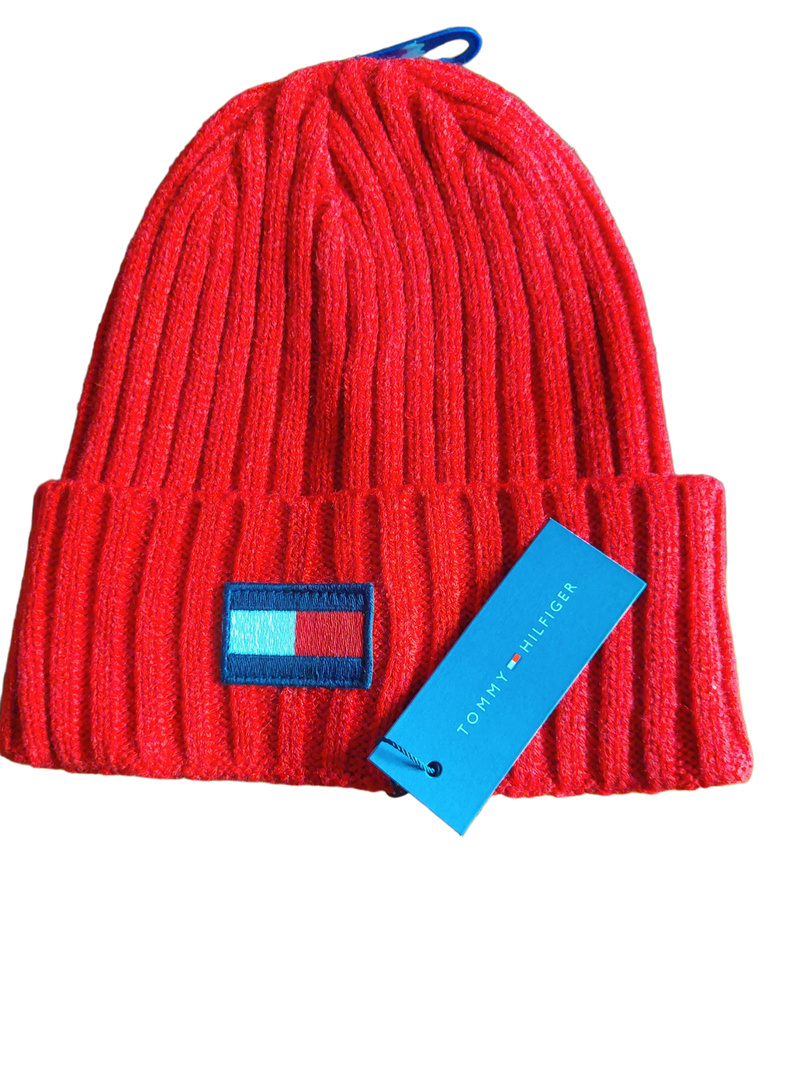 Tommy Hilfiger Men's Flag Patch Rib Watch Beanie Hat - Apple Red